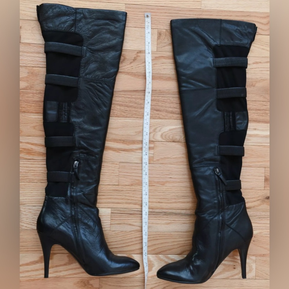 B Makowsky "Hallie" Sexy Black Leather Over the Knee Boots Catwoman 8.5